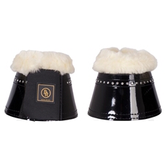 BR Patent Lacquer Bell Boots w/ Natural Fleece and Beads