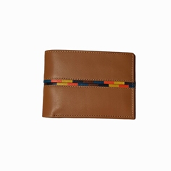 Cartera Piel Caballero Motivos Etnicos - Avellana