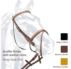 SNAFFLE BRIDLE W/LTHR REIN 0009 Black