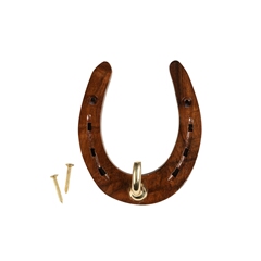 Horseshoe hook made of wood and brass